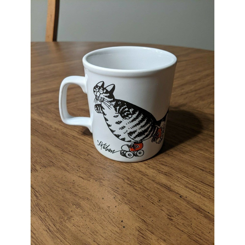 B Kliban Vintage Cat on Roller Skates Coffee Tea Mug Kiln Craft England